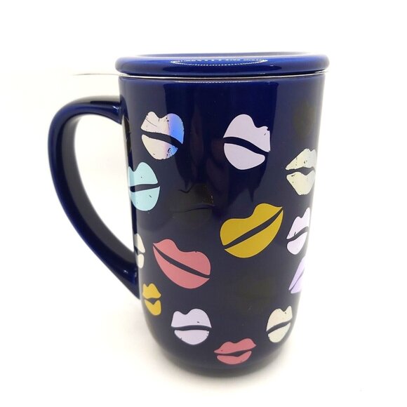 Davids Tea Nordic Mug Color Changing Lips Kiss Valentine Blue Infuser and Lid - Picture 5 of 12